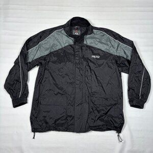 MotoCentric Black/Gray Mesh-Lined Windbreaker Motorcycle Riding Jacket Mens 2XL